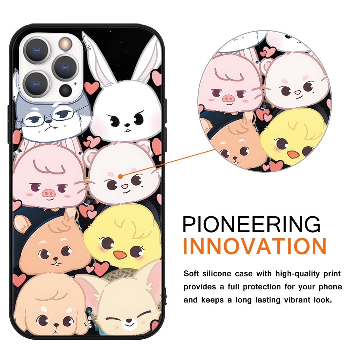 2 Pièces Noir Coque Pour IPhone 13 Pro 6,1",Etui Avec Mode Kpop Stray