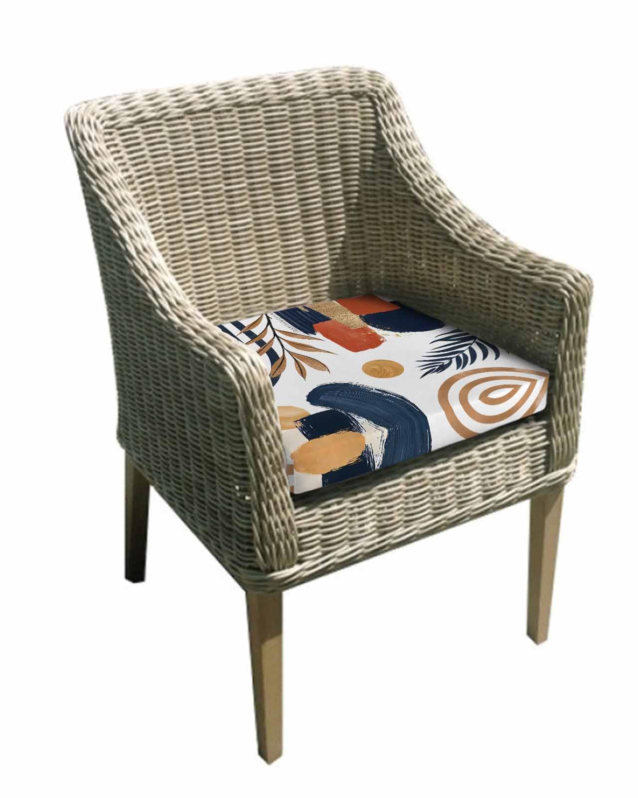 2 Pack Bohemian Nordic Waterproof Cushion Covers with Ties, Outdoor Patio Chaise Lounge Chair Seat Cushion Slip Covers Replacement(Only Cover) Middle Century Abstract Palm Tree 24