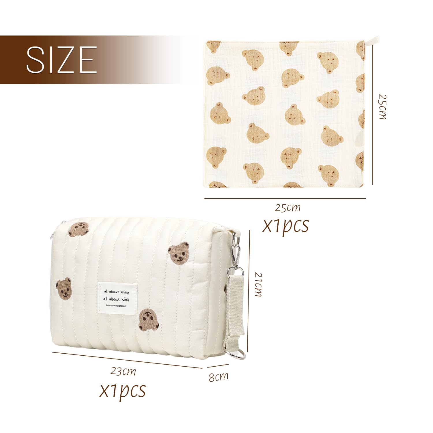 OODJVN 1 Stroller Bag, 1 Cotton Towel, Portable Diaper Storage Bag, Newborn Face Towel, Baby Travel Supplies - Image 2