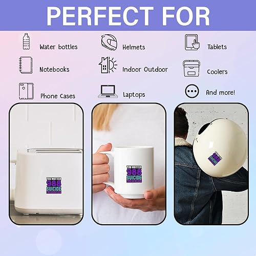 Miniatura 4 de SODAVA (3 unidades, 3 x 4 pulgadas) 988 calcomanías de prevención de suicidio, número de línea directa de suicidio para prevención del suicidio |