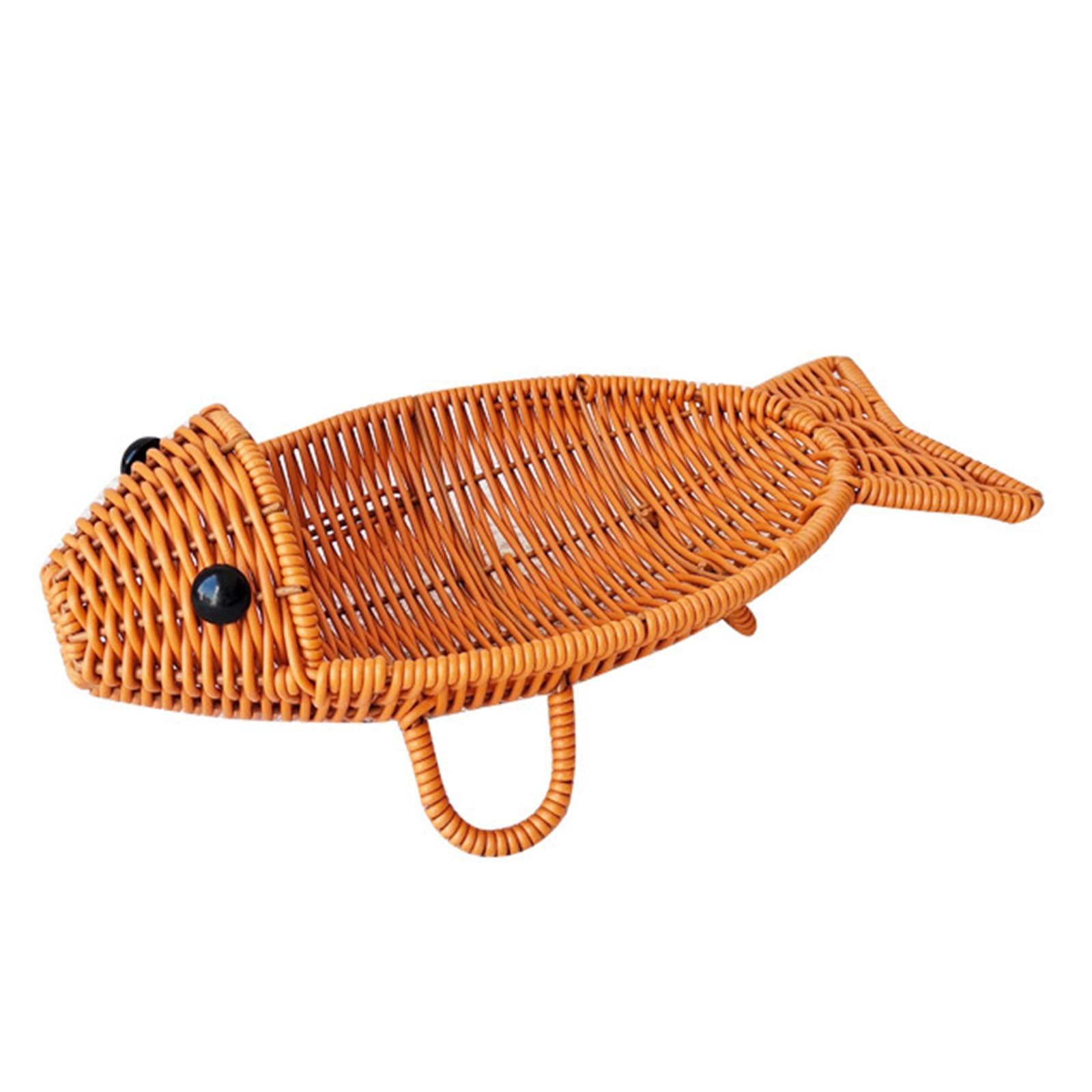 Kalttoy Multicolor Portable Imitation Rattan Woven Display Basket For Serving Bread Fruits Vegetables And Snacks In Unique Fish Shape Dining Table Centerpieces