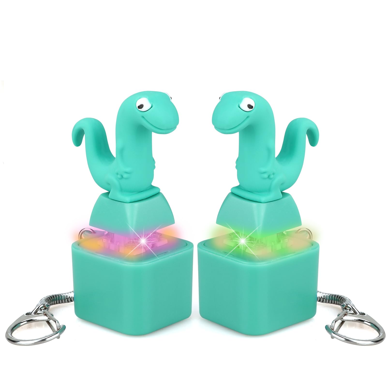 Aolcev 2PCS Lizard Button Keychain Sound Fidget Toys for Kids Adults Rechargeable Anxiety Relief with Colourful Lights & Quacking Sound Portable Clicky for Office Travel, ADHD ADHD Anti Stress Gifts