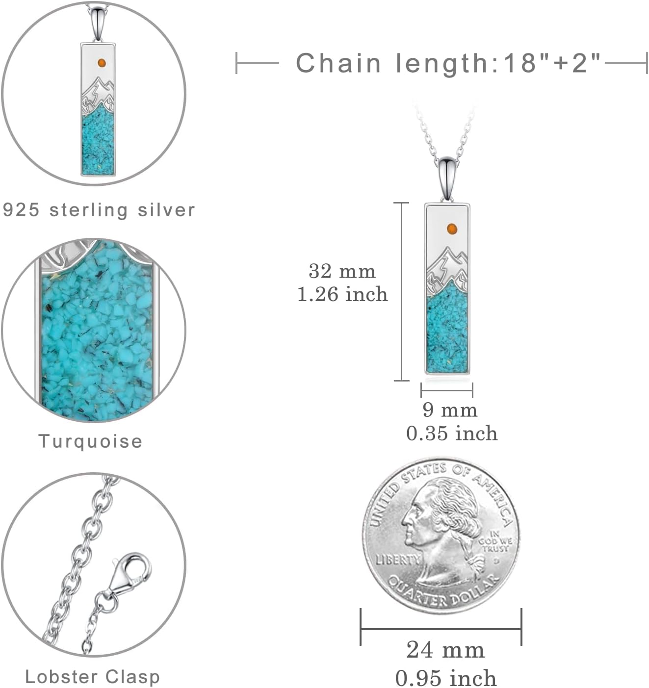 Mustard Seed Necklace 925 Sterling Silver Mustard Seed Gifts Turquoise Mountains Necklace Mustard Seed Jewelry Gifts for Women