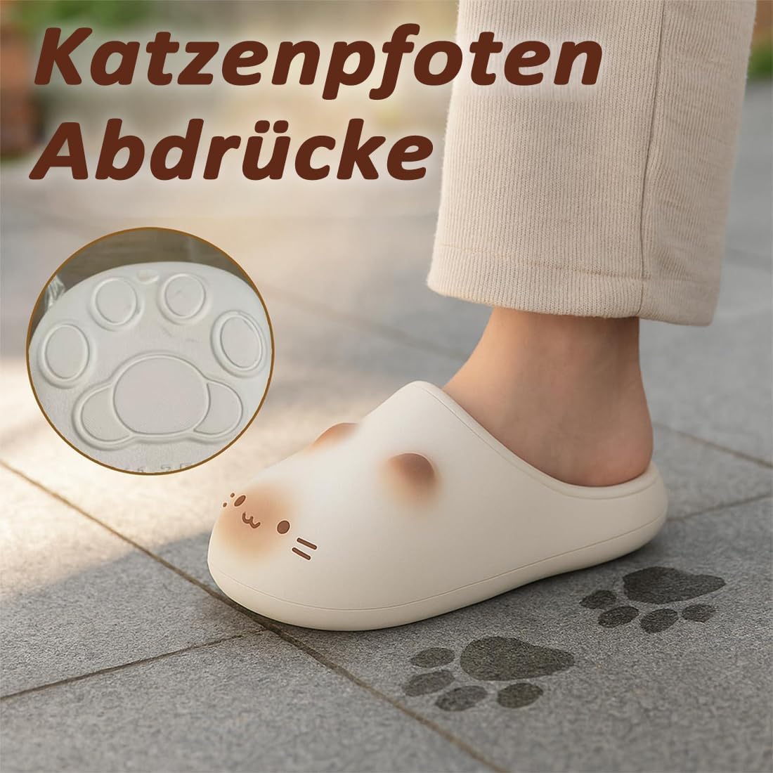 Cat Paw Print Shoe, Cat Paws Footprints Fluffy Plush Fleece Height Increase Slippers, Waterproof Non-slip Plush Slipper - Image 2