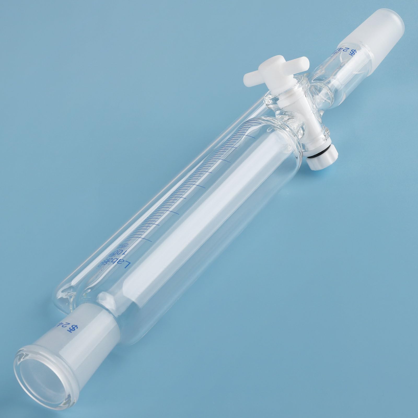 Labasics Graduierter Druckausgleichs-Additionstrichter mit PTFE-Hahn, Borosilikatglas Tropftrichter für Labor Titrationsreaktionen, 24/40 Schliff, 100 ml