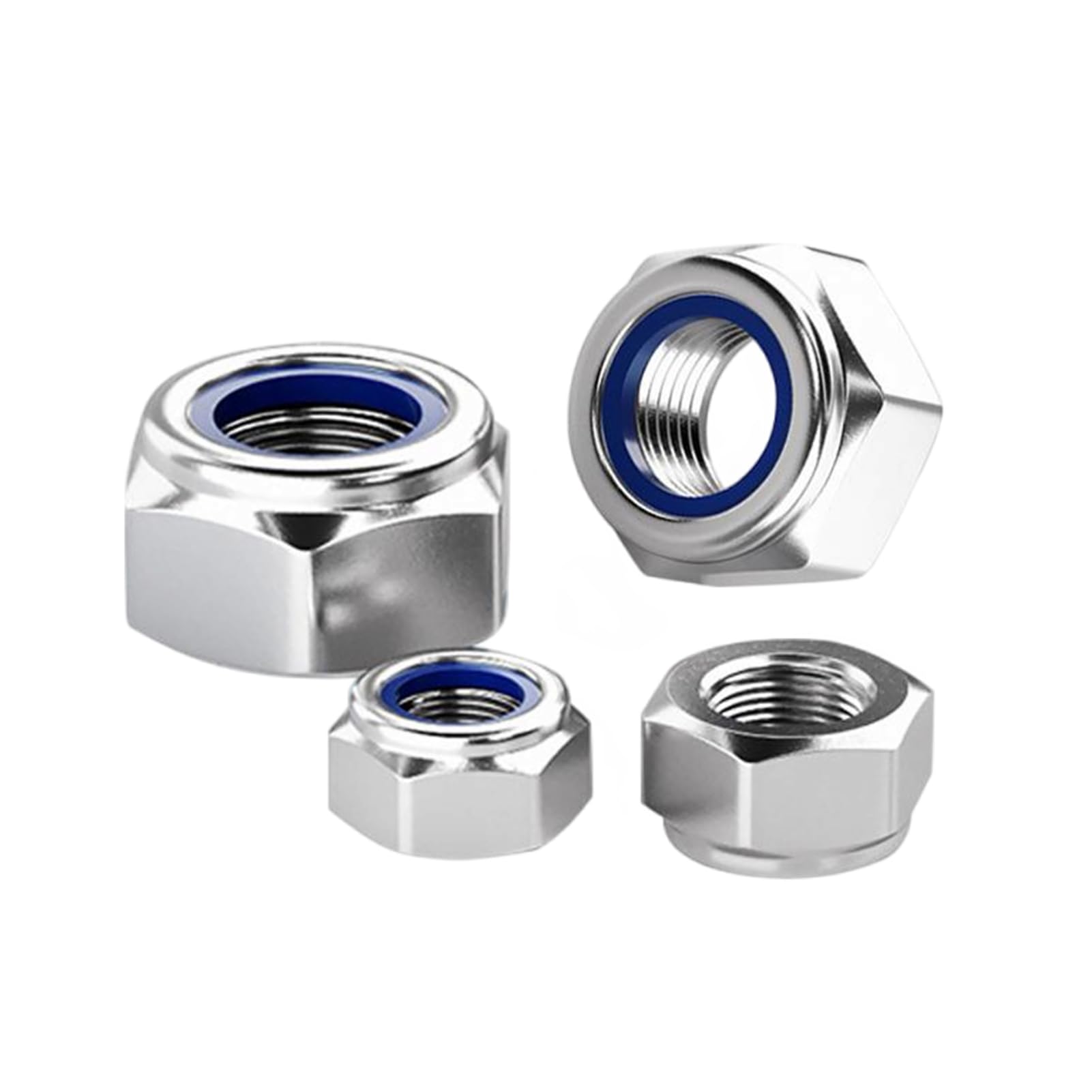 HAISHANG 20 Pcs M12 Nyloc Nuts, 304 Stainless Steel A2 V2A Hexagon Self-Locking Nuts with Nylon Inserts, DIN985 Metric Thread Hex Nut Set for Bolts, Screws, Washers