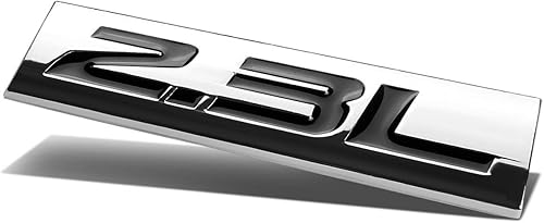 Emblema de metal con acabado cromado 2.3L (letra negra) disponible en Yaxa Venezuela