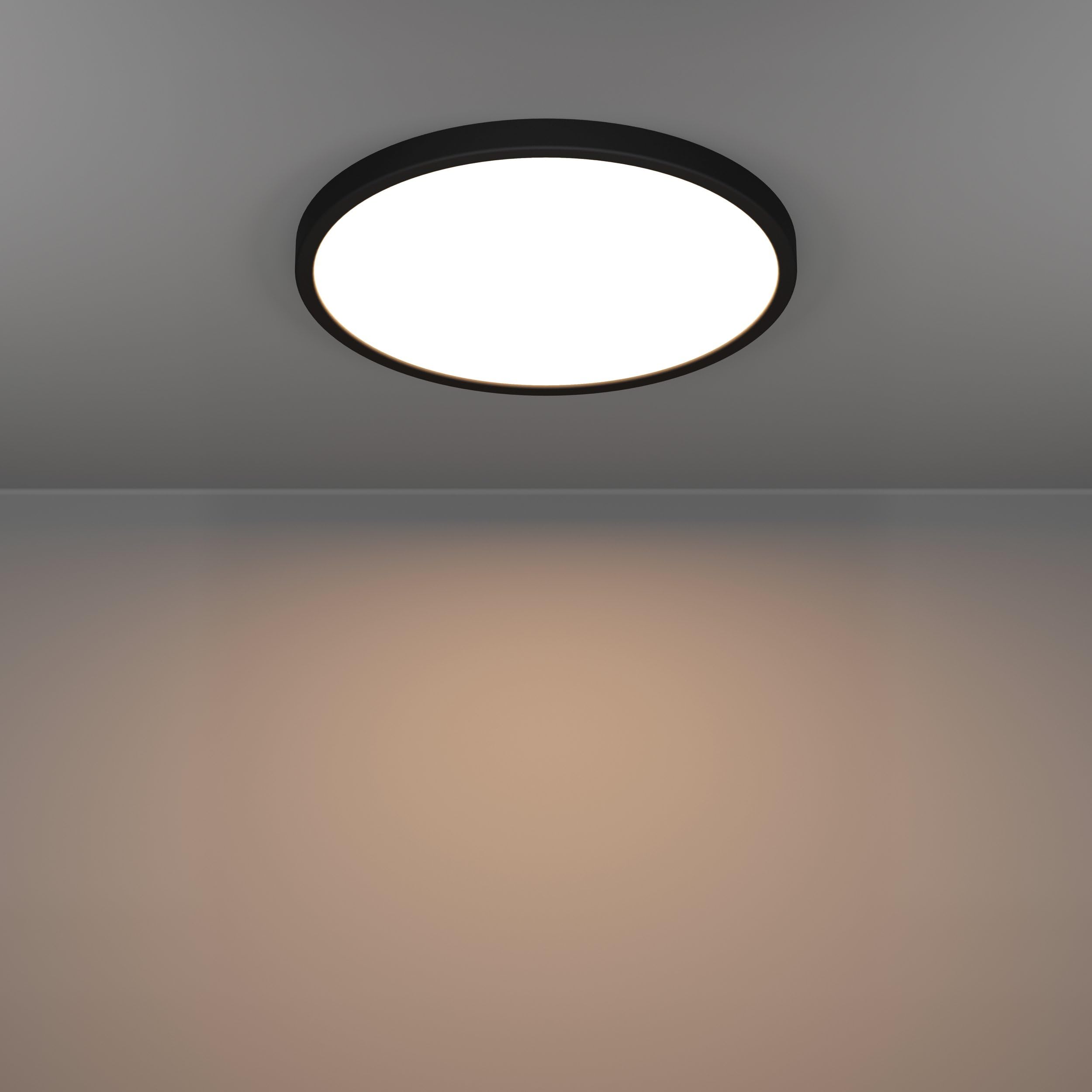 EGLO connect.z Smart-Home LED Bad Deckenlampe Fueva 6-Z, Ø 38,9 cm, ZigBee, App und Sprachsteuerung Alexa, Lichtfarbe (warmweiß-kaltweiß), dimmbar, Deckenleuchte Badezimmer schwarz, IP44