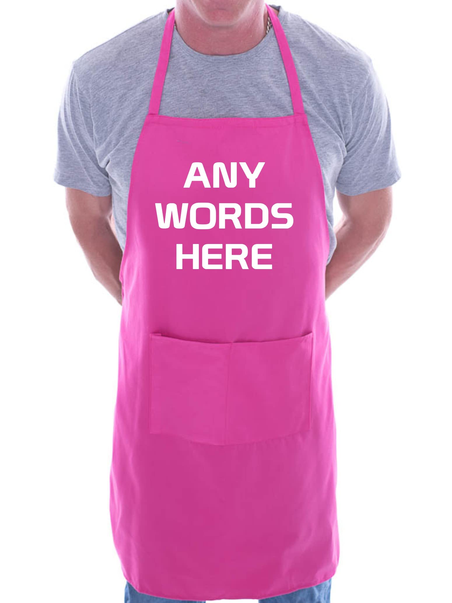 Print4U Personalised Apron Your Text Here Any Words here BBQ Cooking Pink