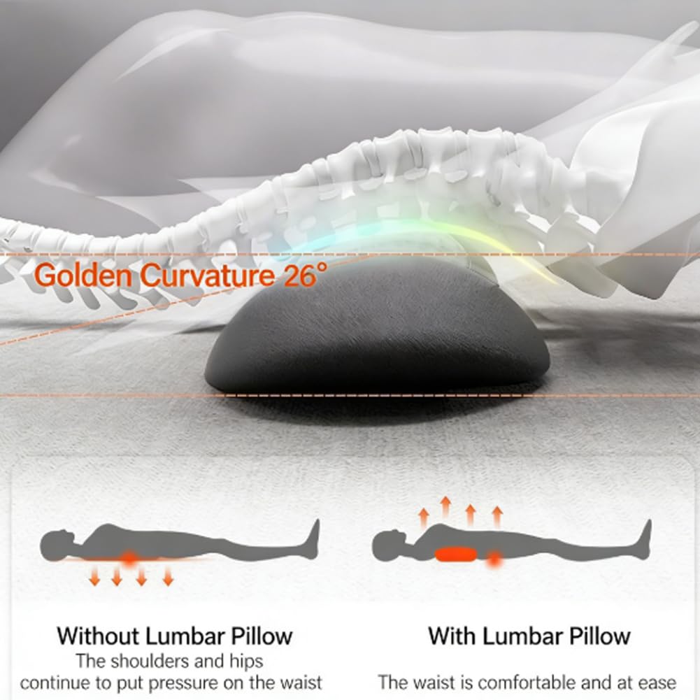 Terapia della schiena 3 in 1 aggiornata 2026, massaggiatore per la schiena 3 in 1, massaggiatore elettrico per sciatica a 135° con sollevamento della trazione, vibrazione e calore, memory foam lombare