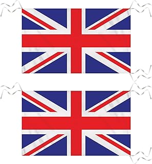 AKH® 76CM x 50CM Britain GB Union Jack UK National Flags with Hanging Strings | Pack of 2 | Reusable Flag for Coronation Sports Events Pub BBQ Royal Theme Decorations Banner Indoor Outdoor