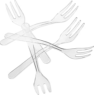 40CT Plastic Disposable Clear Plastic Mini Forks Utensils for Kids, Tasting Fork, Fruits, Cakes & Desserts Pack of 40 Reusable Tasting Forks Appetizer Fork