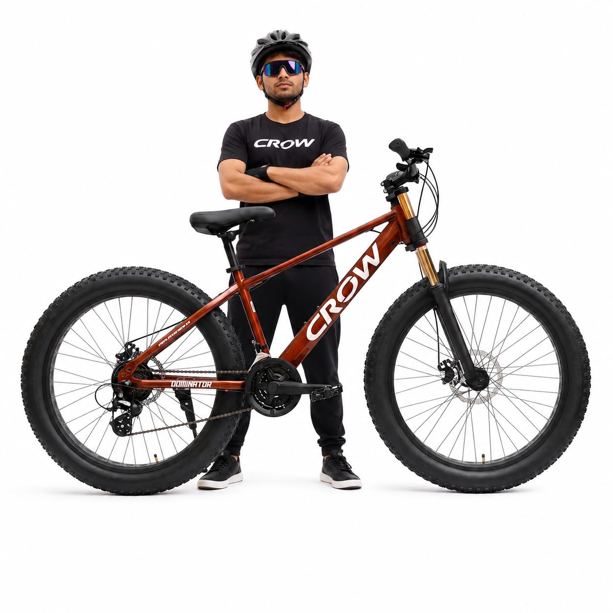CROW - Super Dominator 21 Speed Gear Cycle | Downhill Suspension Fork | Hydraulic DISC Brake | 26 * 300 Fat Tyres | HITENSILE Steel Frame |Stunt Cycle for Boys 12 to 15 Years.-picture-29