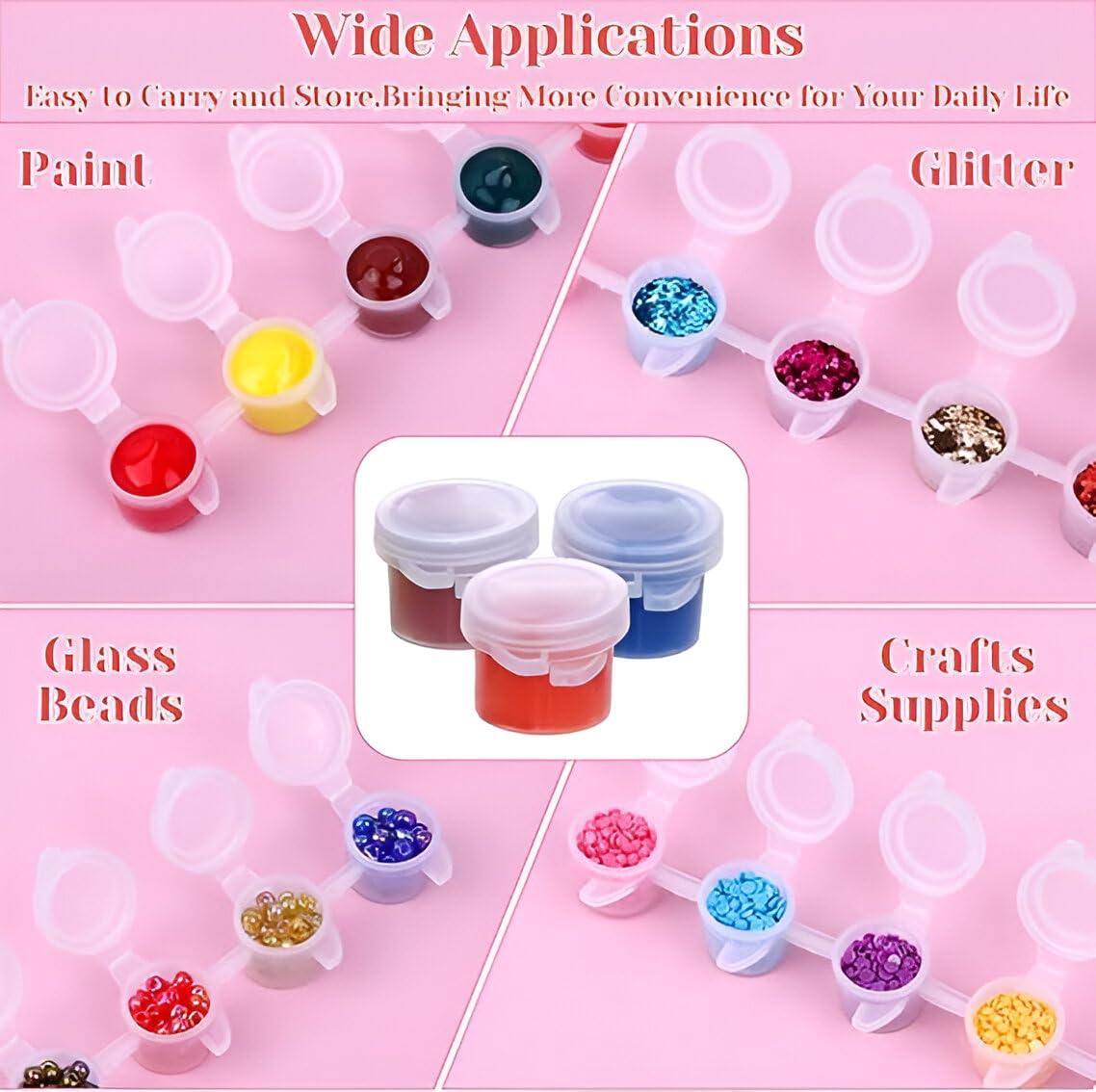 Lansing 72 Pieces Empty Paint Pots – 12 Strips of Acrylic Mini Paint Containers with Secure Lids – Perfect for Organizing and Storing Paints in Classrooms, School Arts and Crafts Activities - Image 2 thumbnail