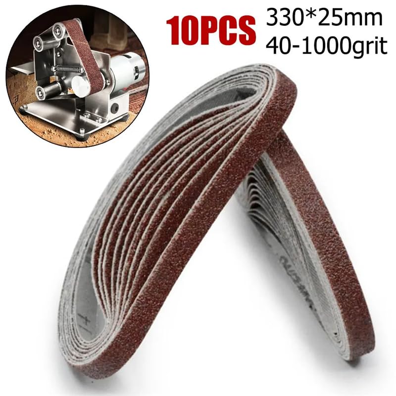 10pcs 25mmx330mm Sanding Belts 40-1000grit Abrasive Screen Band Belt Drive Grinding Polishing Tool for Wood Furniture Metal,80