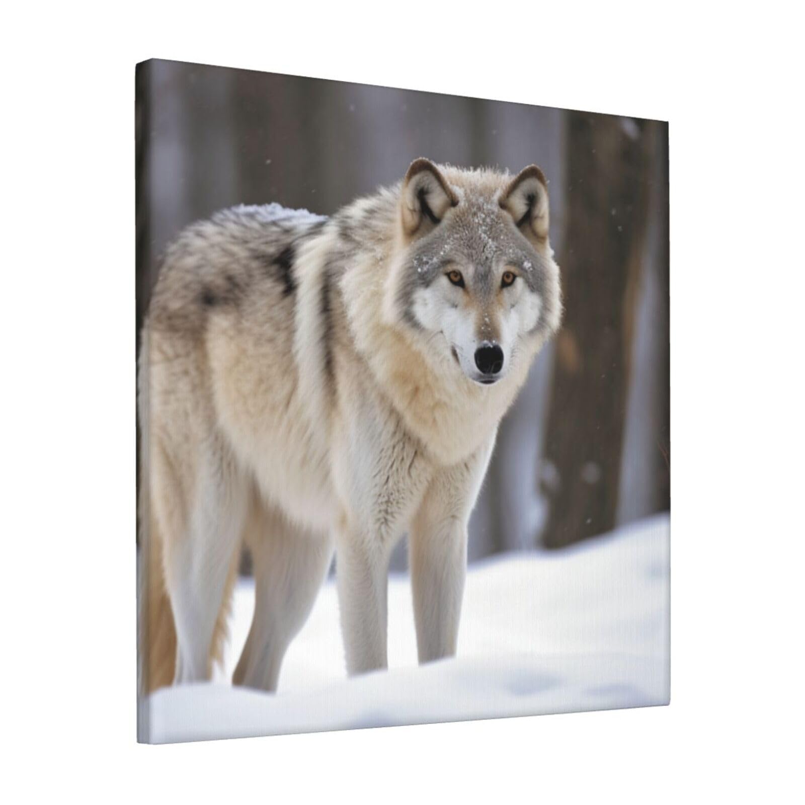FodPand wolf in the snow Canvas Wall Art for Living Room Wall Decor 12"x12" Modern Artwork Painting Pictures Hanging Canvas Prints Aesthetic Wall Art for Bedroom Bathroom Office Wallart Decor