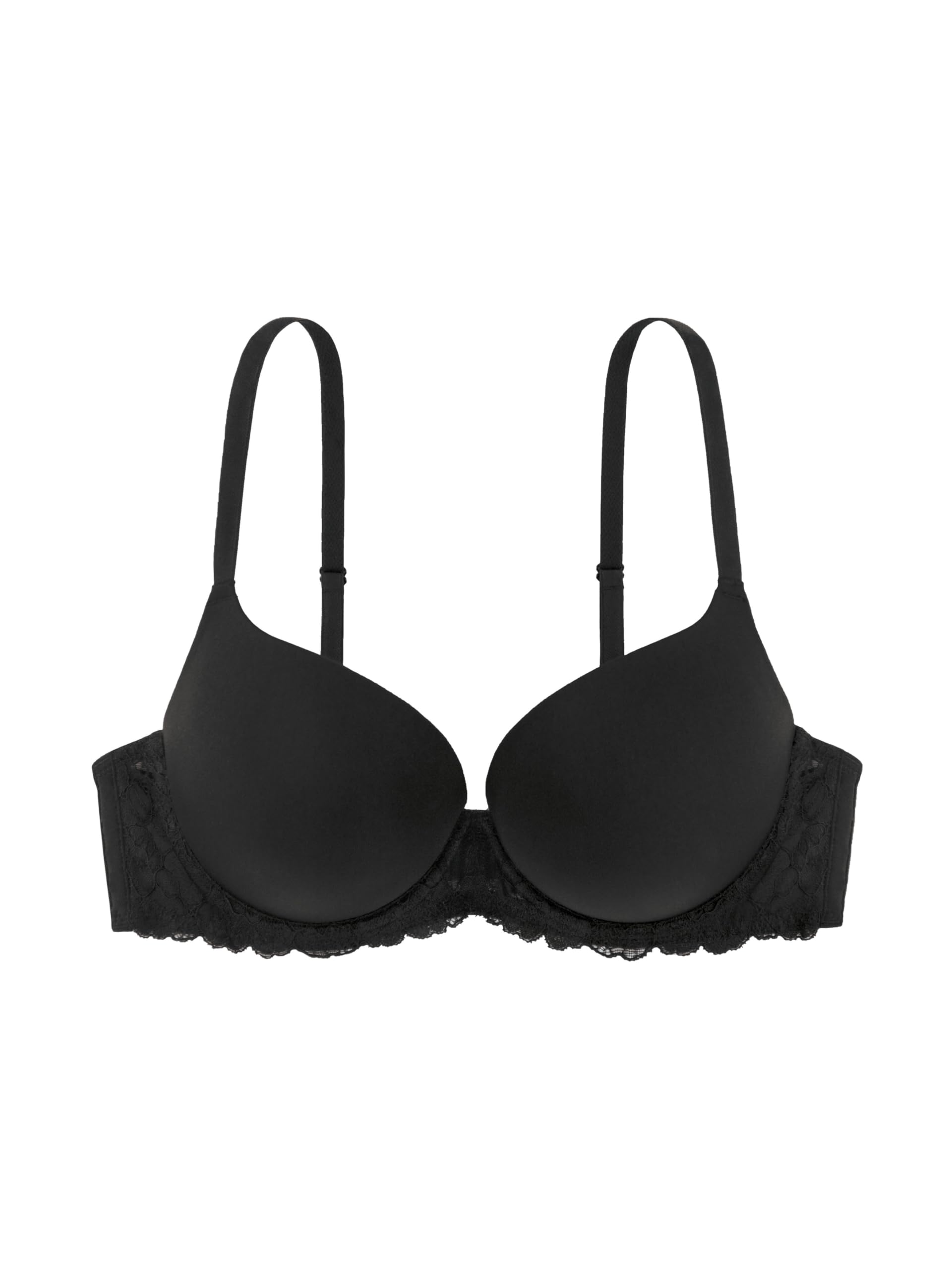 Dorina Damen Super Push Up BH mit Bügel, Formbügel und Spitze T-Shirt BH, Claire, Weiß Beige Schwarz