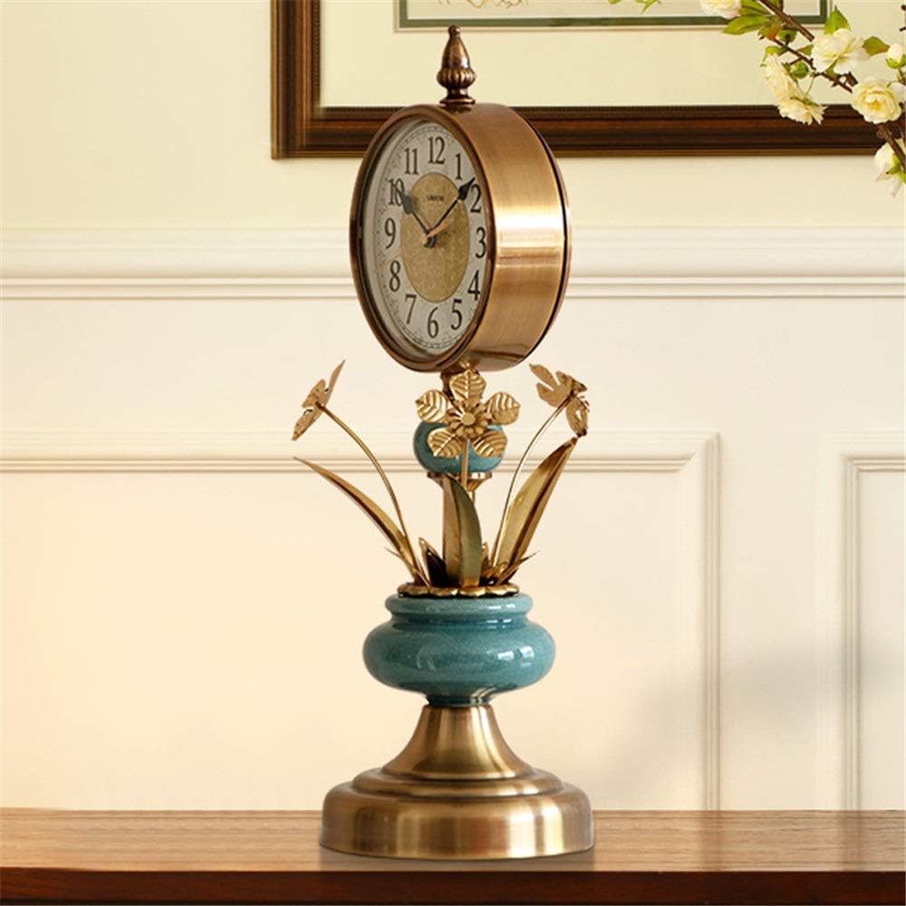 Retro Mantel Clock, Desk Clock,Nordic Clock Ornaments,Living Room Desktop Mute for Bedroom Office Mantel Clock for Living Room Office Decor/Blue/12 inch,