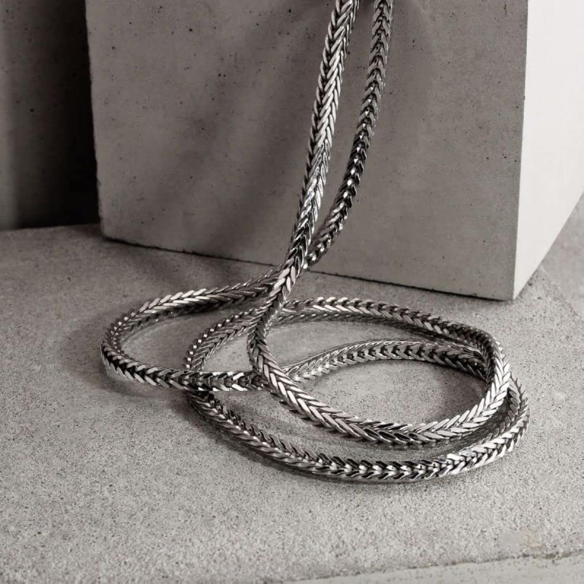 925 Sterling Silver Foxtail Chain Necklace, Unisex Gift