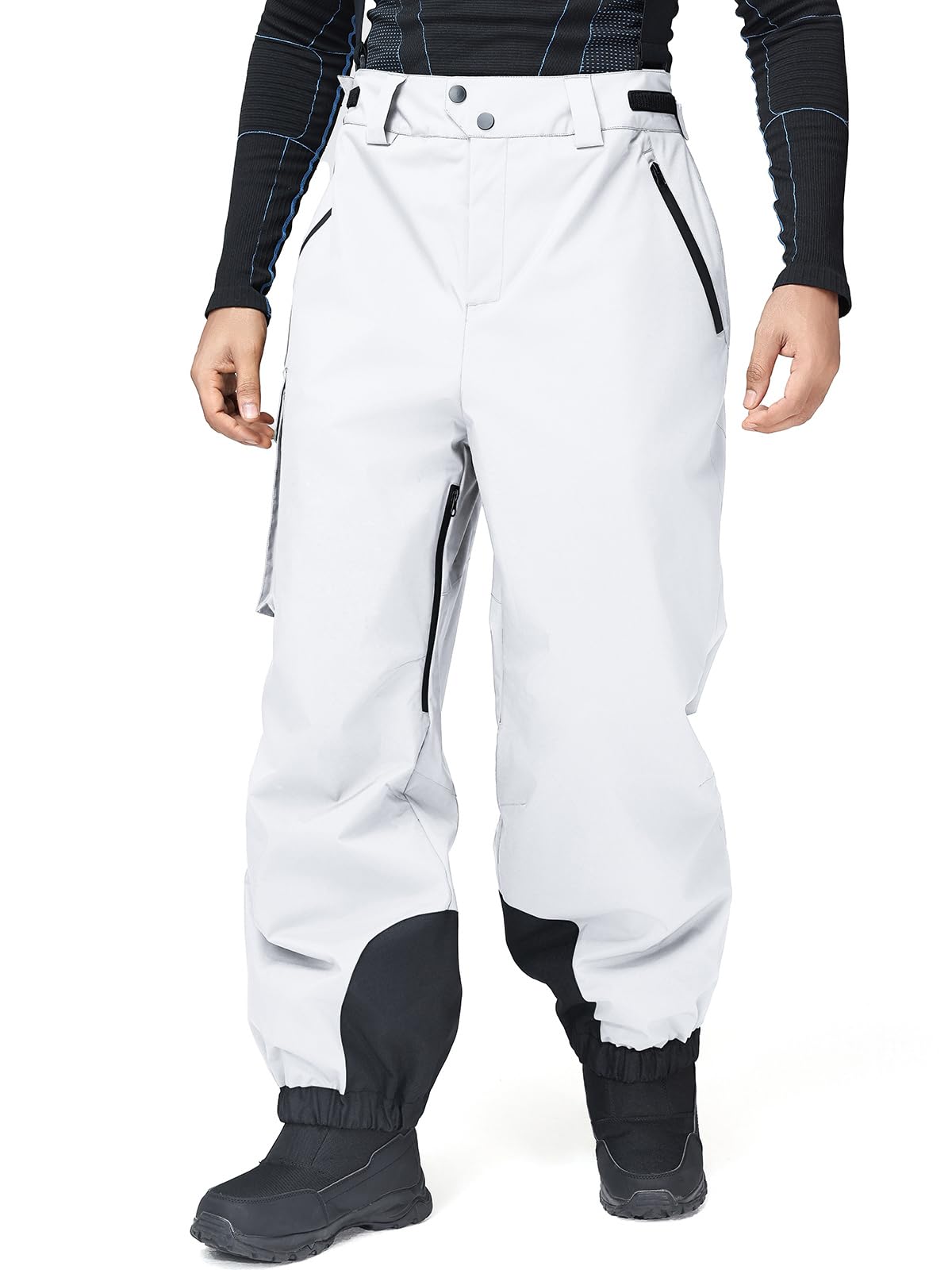 HOTIAN Pantalones de esquí para hombre, pantalones con tirantes, impermeables, resistentes al viento, pantalones de snowboard, pantalones de peto de invierno cálidos para la nieve