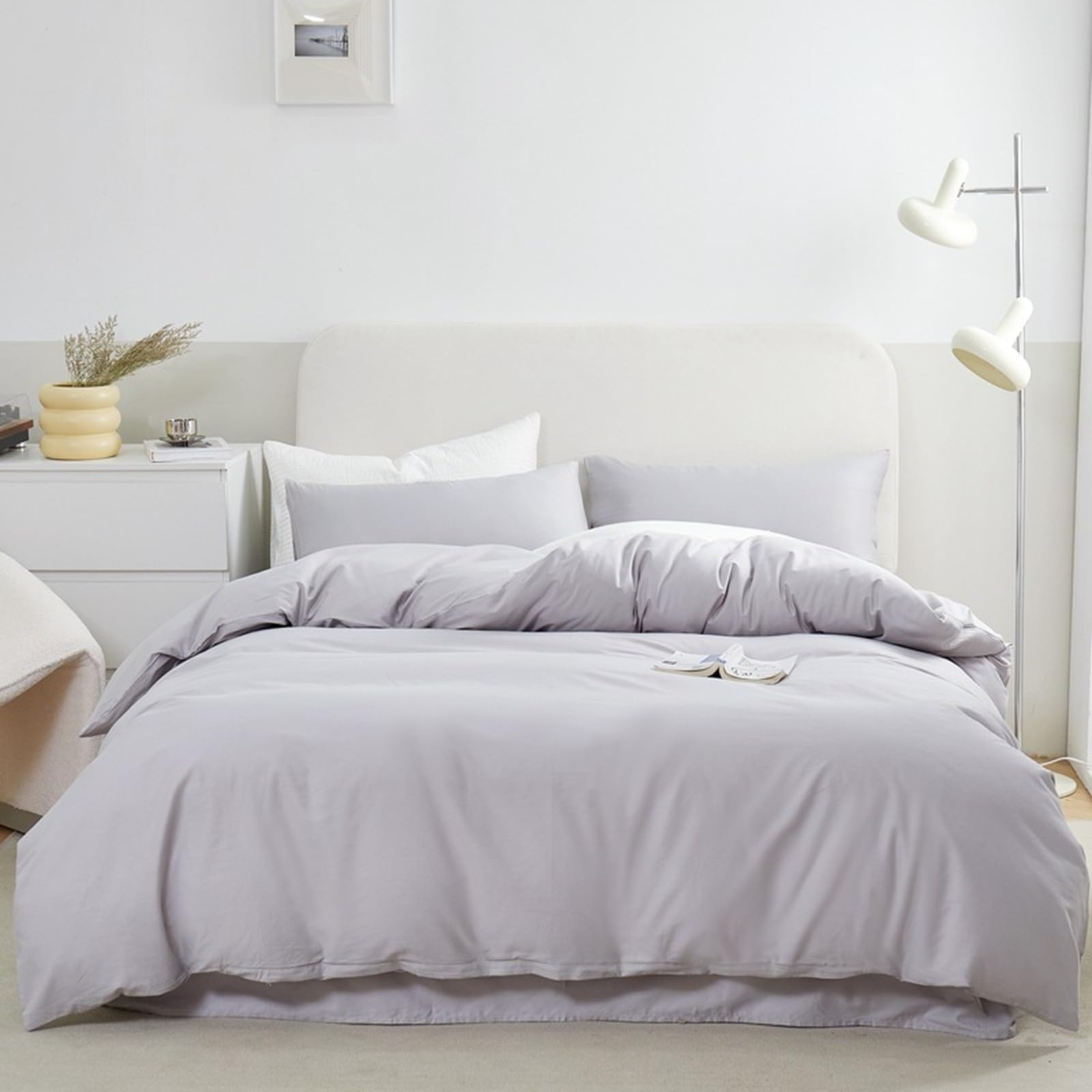 Weiches graues Baumwoll-Bettwäsche-Set, 180 x 220 cm, gemütlich, versteckter Reißverschluss, Luxus-Bettwäsche für ultimativen Komfort, perfekt für Heimdekoration und Schlafoptimierung