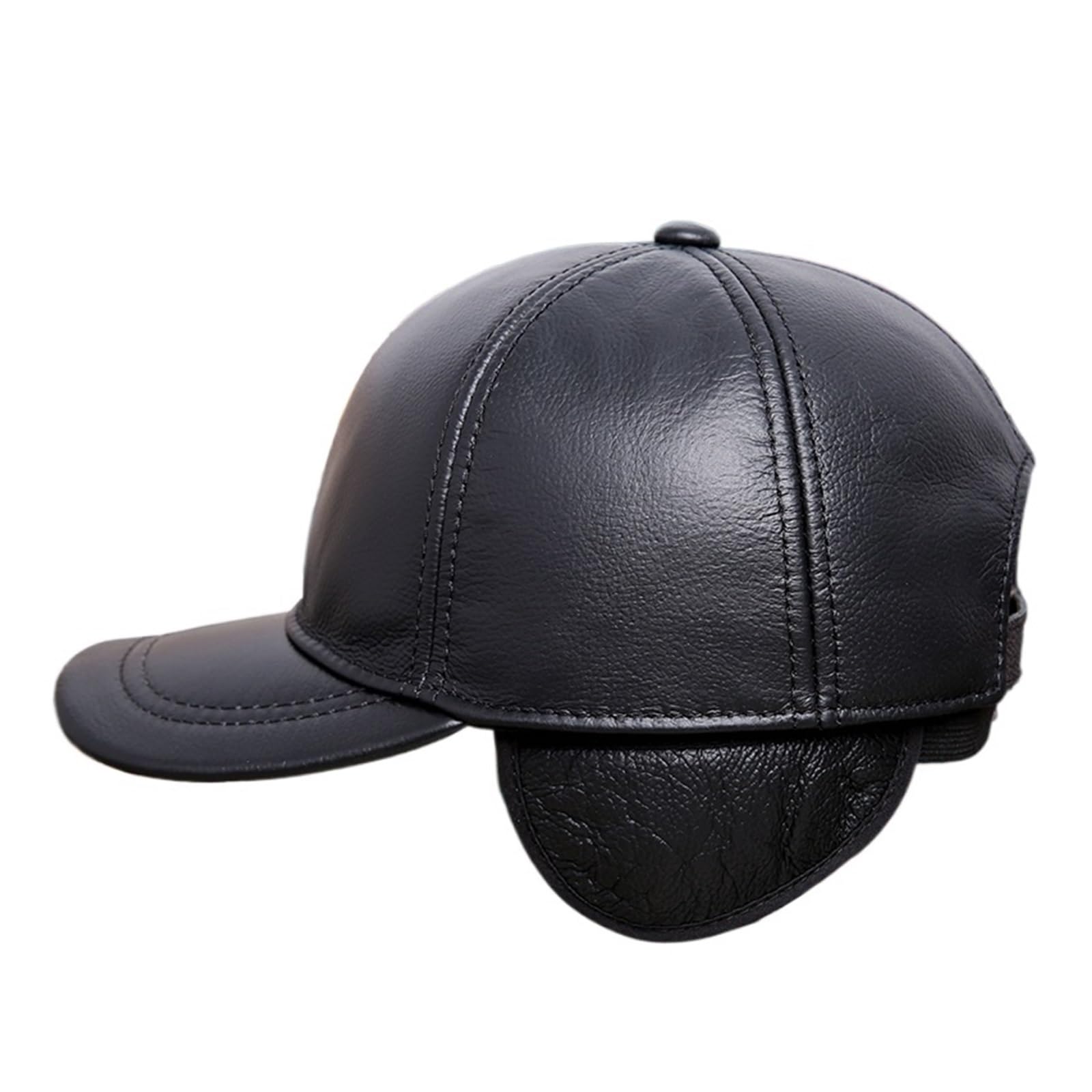 Gorras 100% de Cuero de béisbol genuinas for Hombres y Mujeres con Orejeras cálidas de Cuero de Vaca Gorra de Cuero for Actividades al Aire Libre