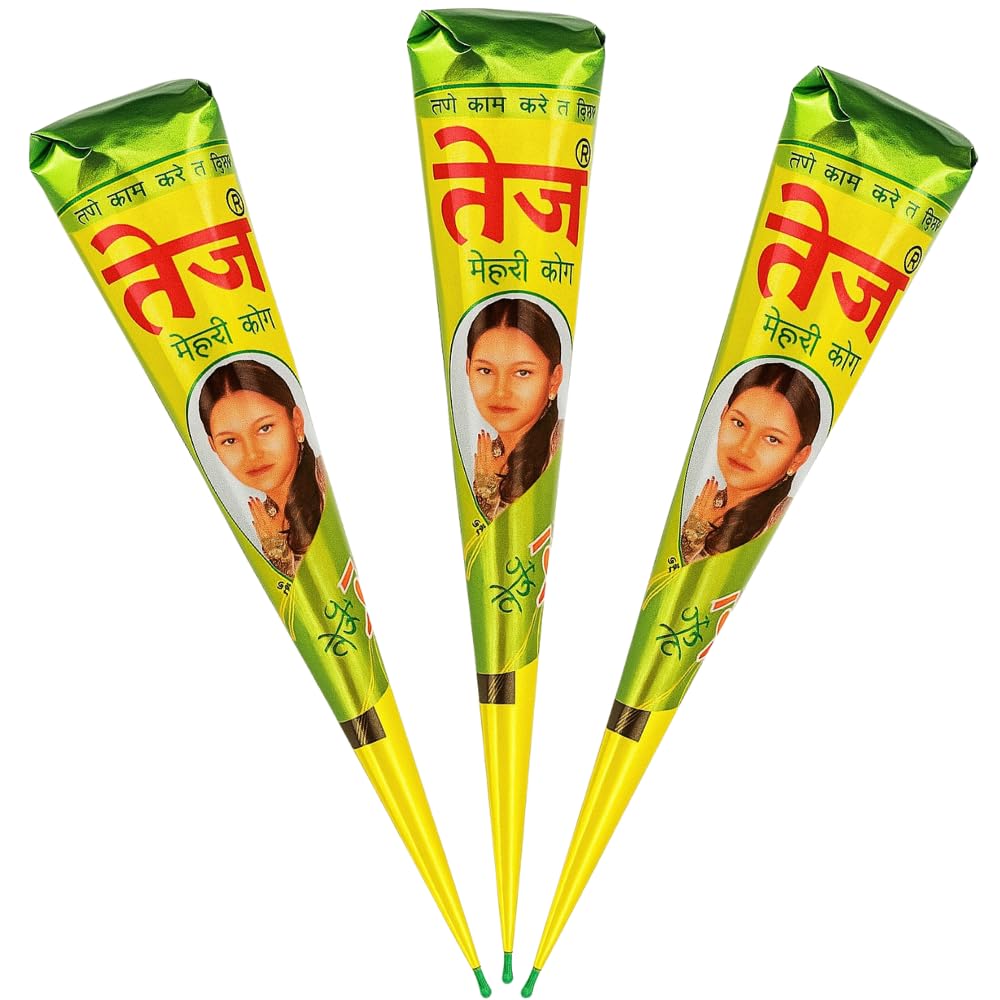 Taaz 100% Natural Henna paste cone, No Ammonia, No PPD For hair colour pack of 3 Reddish Brown