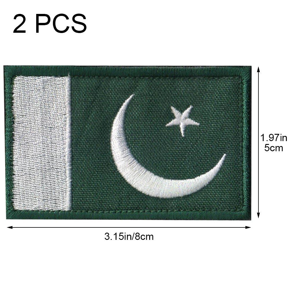 Zestaw 2 haftowanych naszywek z flagą Pakistanu, emblemat wojskowy z haczykiem, na kapelusze, plecak, odzież, mundury