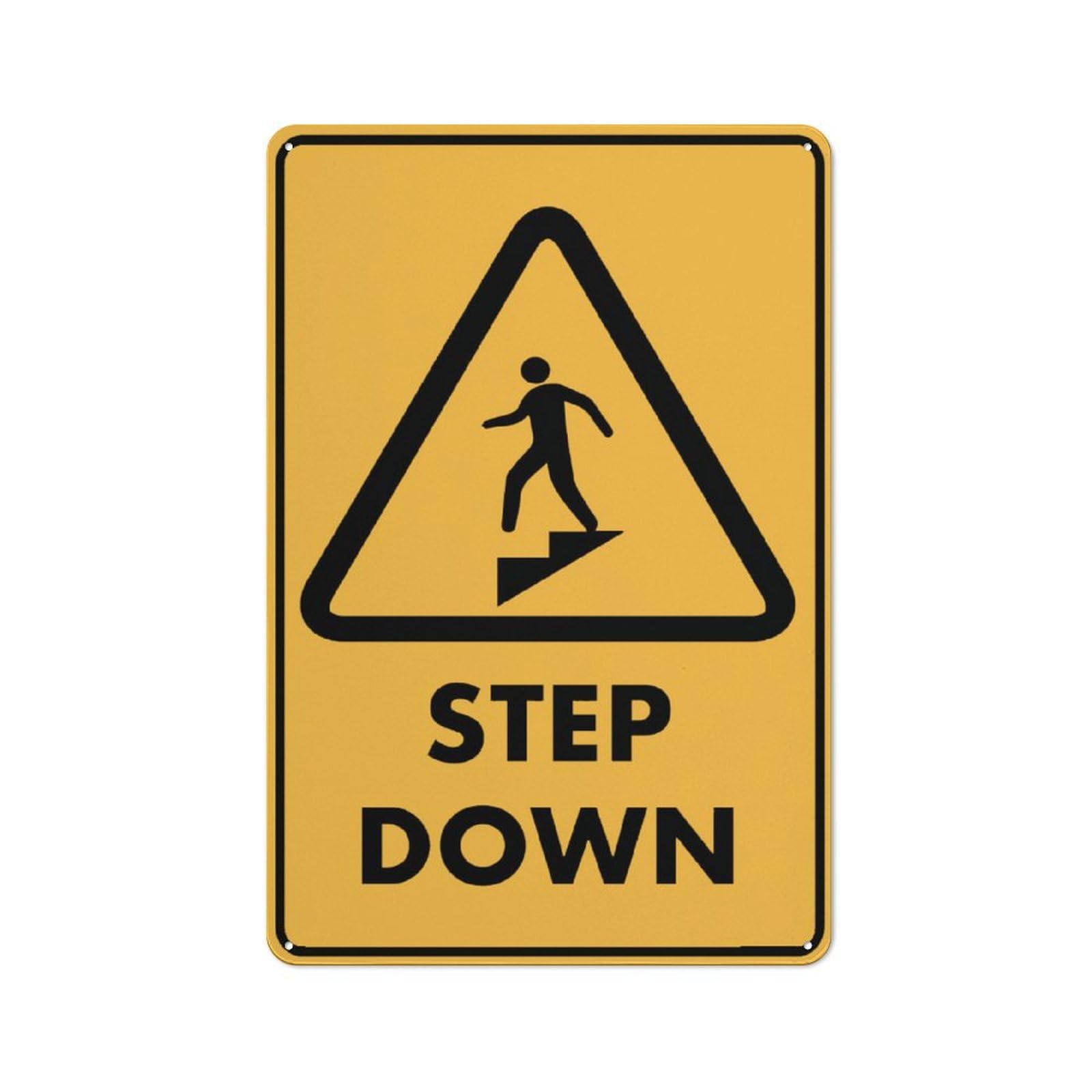 Caution Step Down Sign Outdoor Metal Sign - 12 X 8 Metal Signs For Business, Workplace, Office, Home, Delivery Signs, Road Signs, Garden Signs