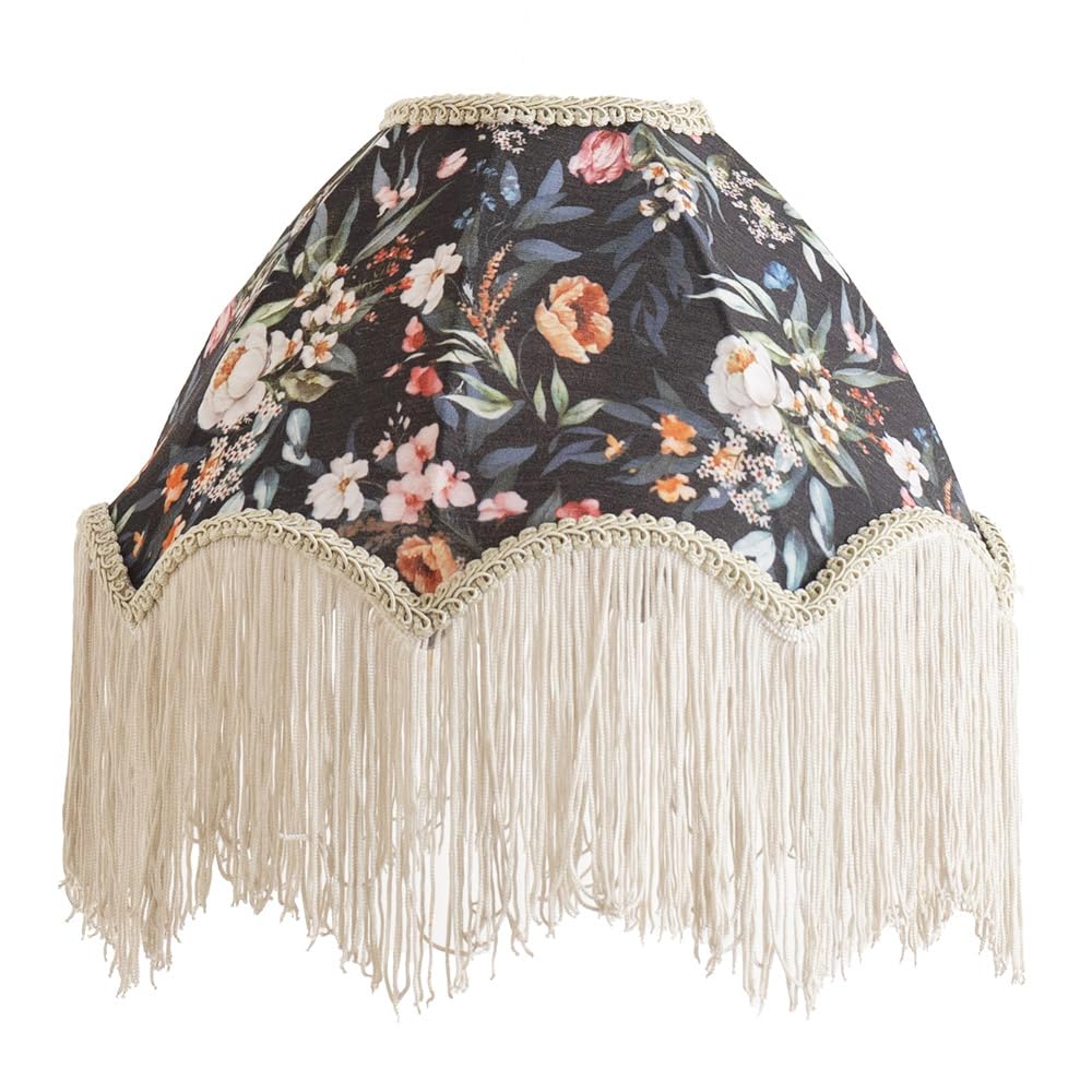 ValueLights - Floral Lamp Shade - Scalloped Edge - Cream Tassels