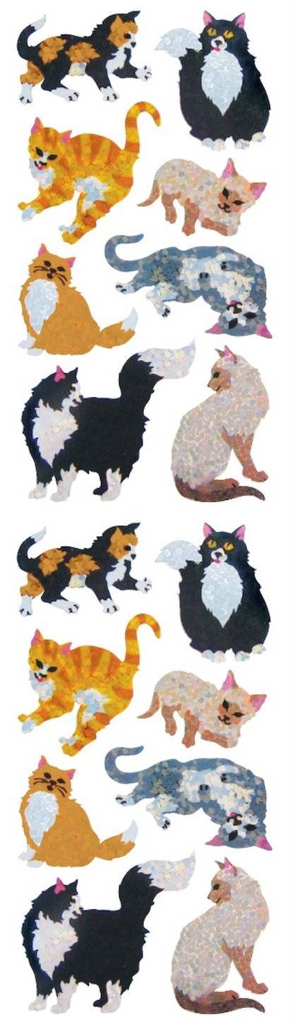 Jillson Roberts Prismatic Stickers, Cats & Kittens, 12-Count (S7307)
