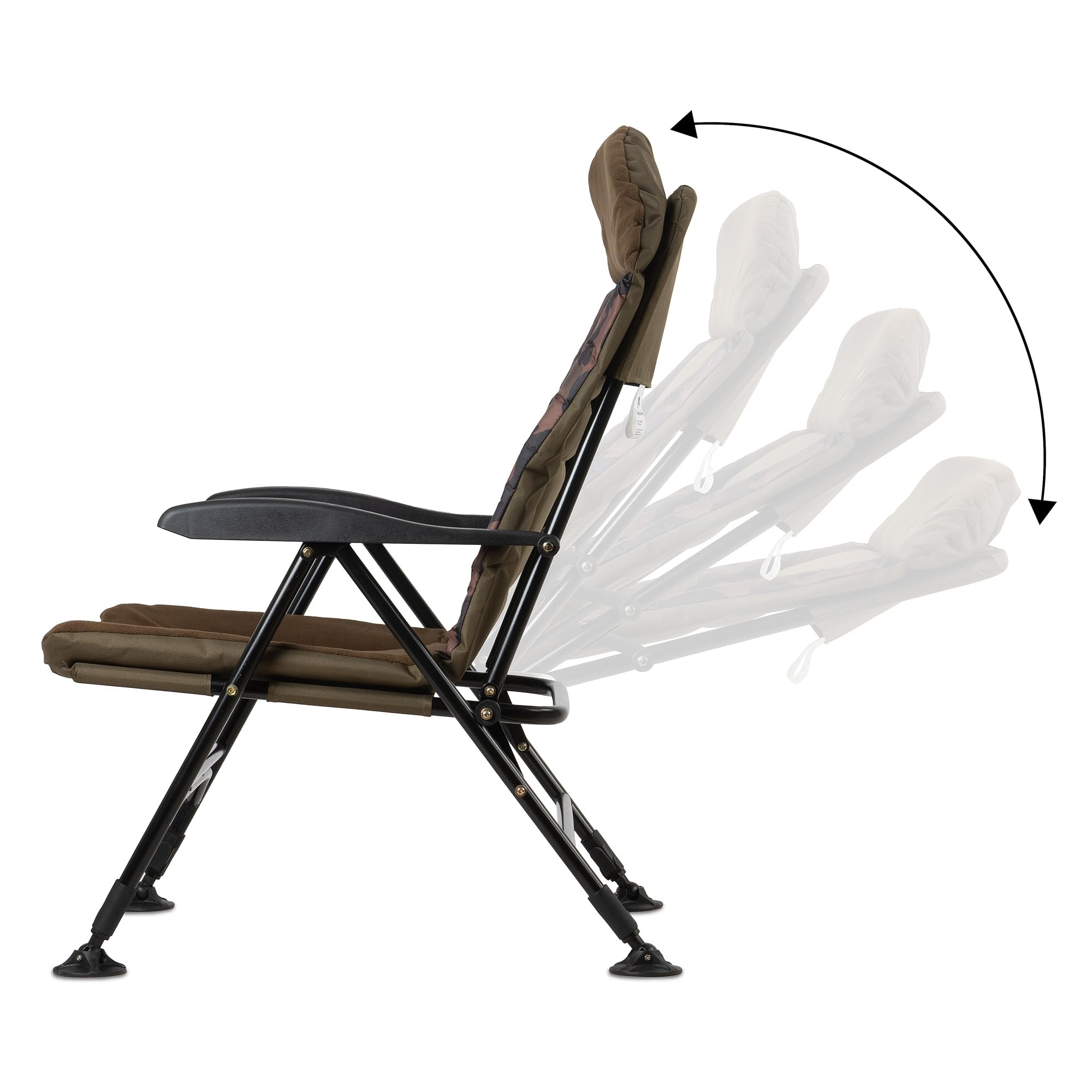 CampFeuer Angelstuhl Camouflage braun | Höhenverstellbarer Campingstuhl | Faltbarer Karpfenstuhl | Outdoor Travelchair für Camping, Zelten, Angeln | Fischerstuhl klappbar, Carp Chair, Angelliege