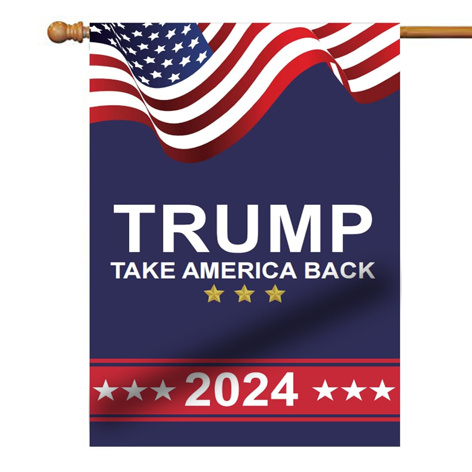Donald Trump Gartenflagge 2024 – Doppelseitig & Wetterfest