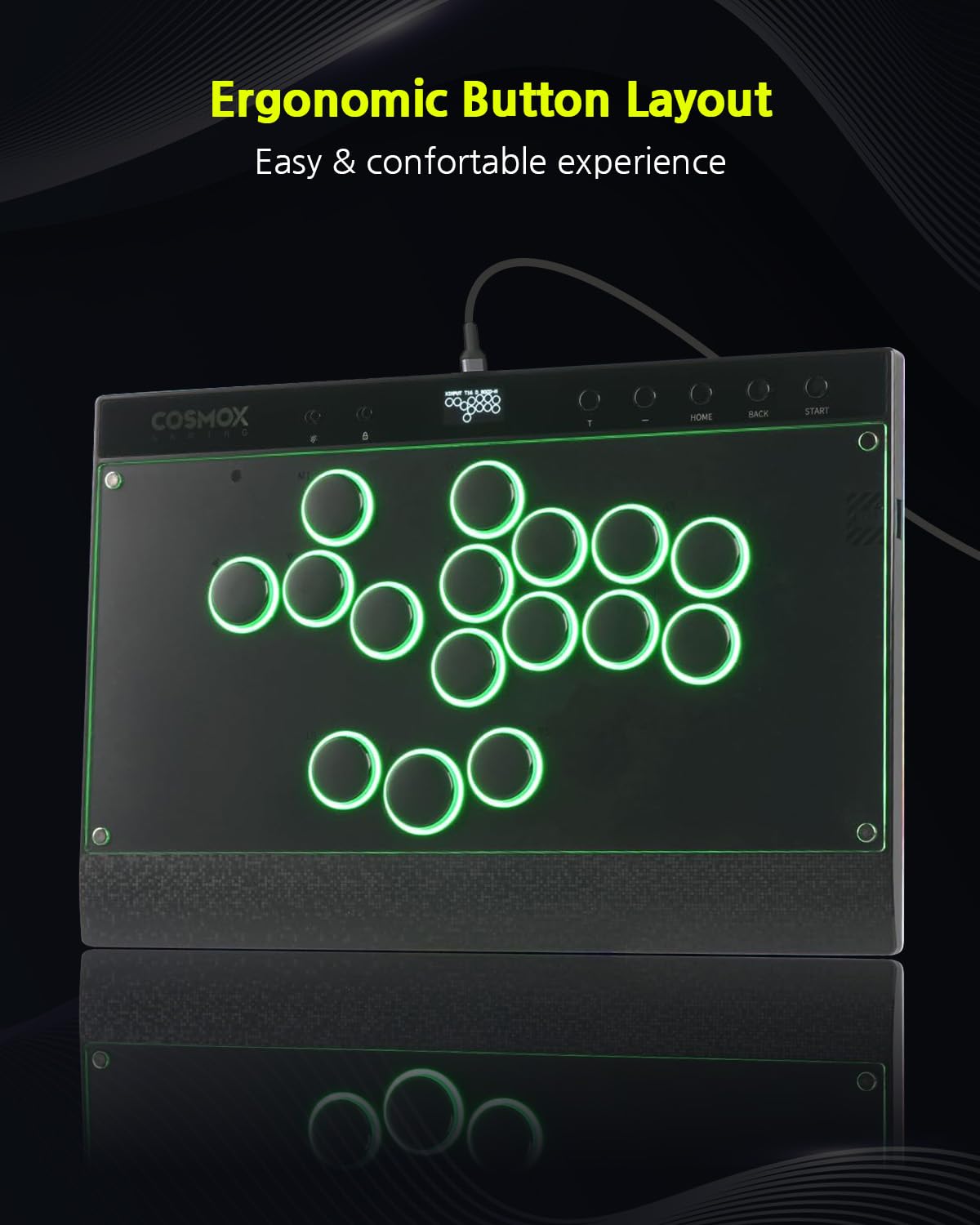 Semaiki Arcade Stick, C16S Arcade Controller mit Turbo und benutzerdefiniertem RGB, Arcade Fight Stick für Switch/PC/PS4/PS3, unterstützt Hot-Swap und SOCD