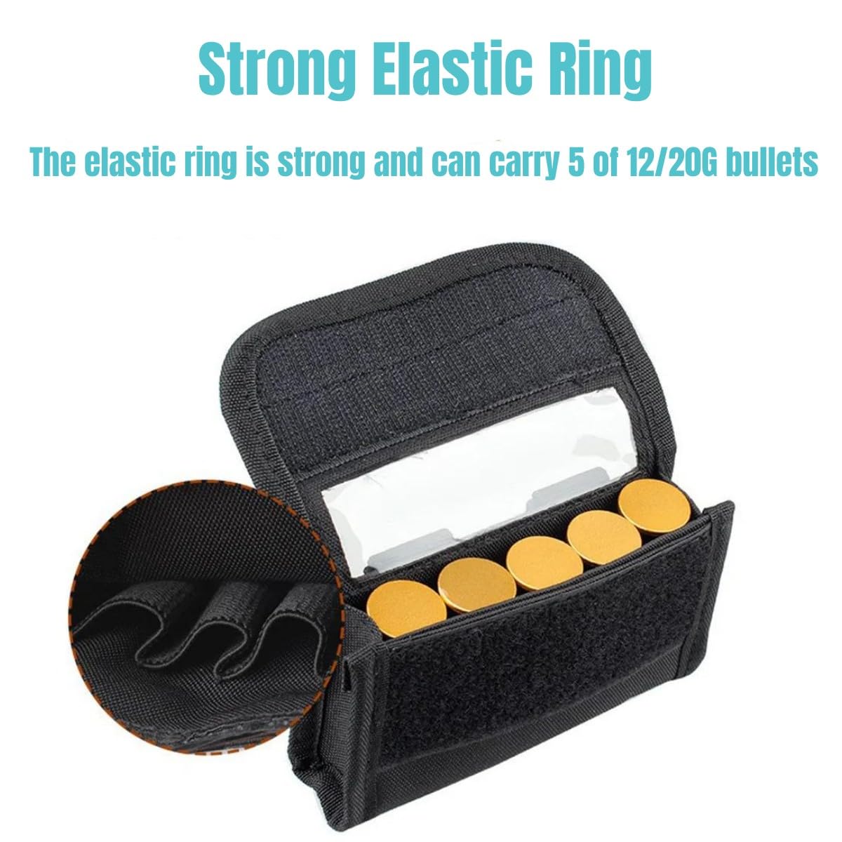Lot De 6 étuis De Cartouche Tactique Nylon Noir - Porte-coquille 5 Coups Pour Calibre 12/20 GA