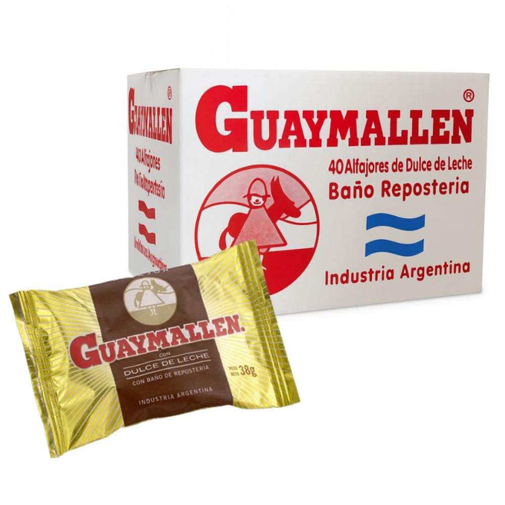 Guaymallen Chocolate Alfajor with Dulce de Leche Sauce, 38 g / 1.34 oz (Pack of 40)