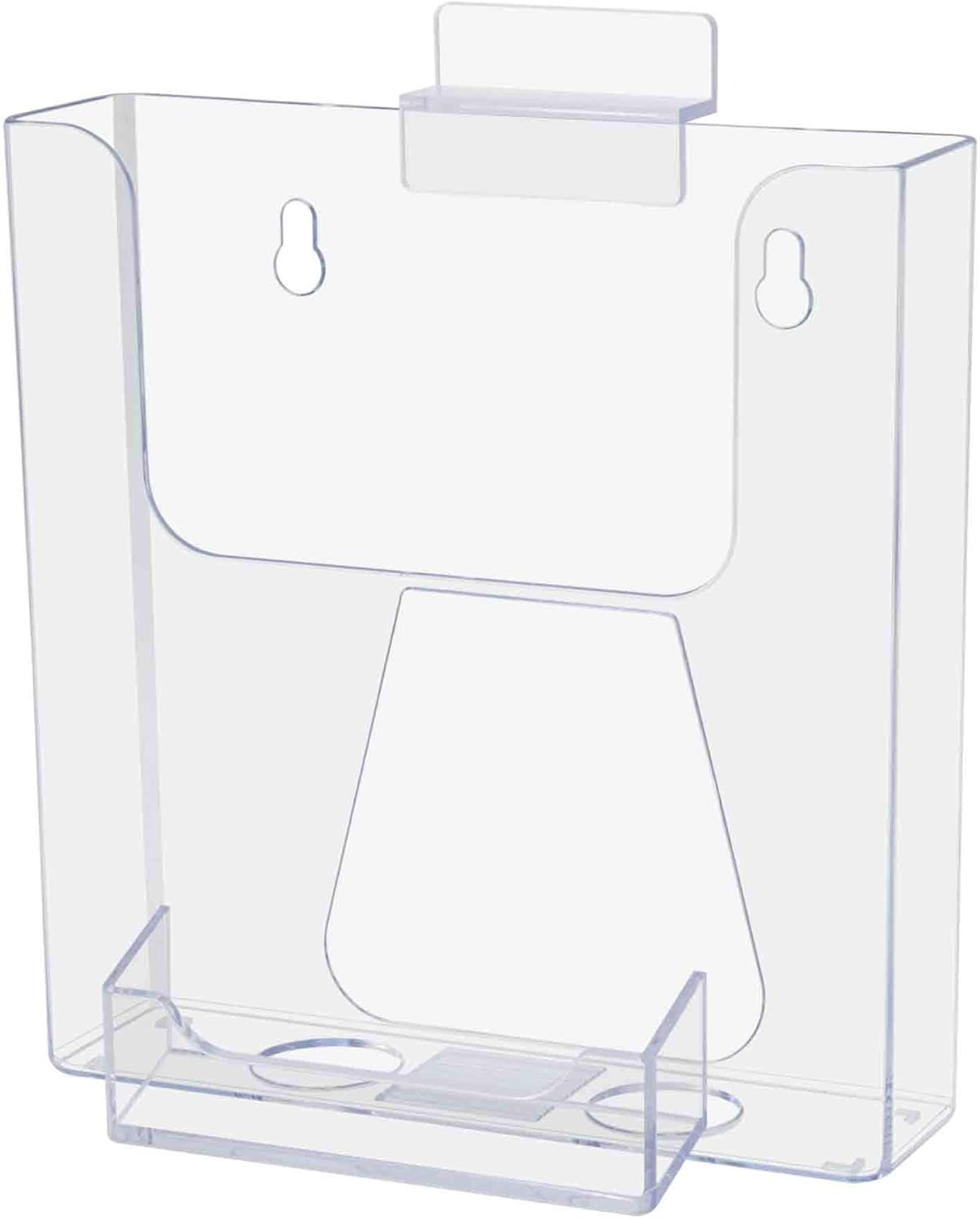 Marketing Holders 5 7/8 W Brochure Holder with Attached Business Card Pocket Bifold Pamphlet Display Slat Wall Mount Catalog Booklet Take One Handout Literature Printed Material Menu