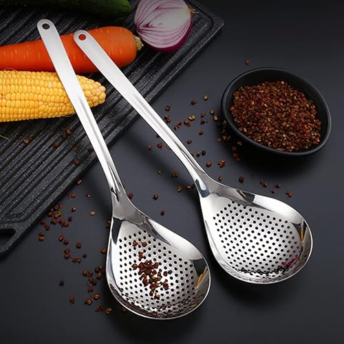 Miniatura 2 de Cucharón de acero inoxidable para espátulas de araña, cuchara ranurada cuchara, colador, cucharón ranurado, cuchara de servir, cuchara de filtro