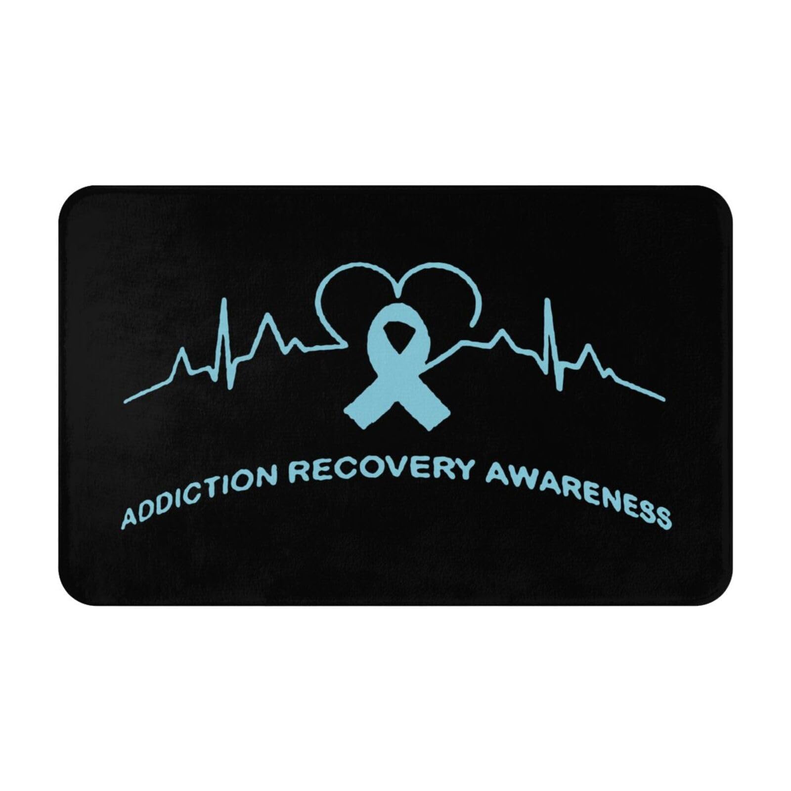 Addiction Recovery Awareness Heart Beat Non-Slip Mat 20x31in Suitable for Home Kitchens and Offices