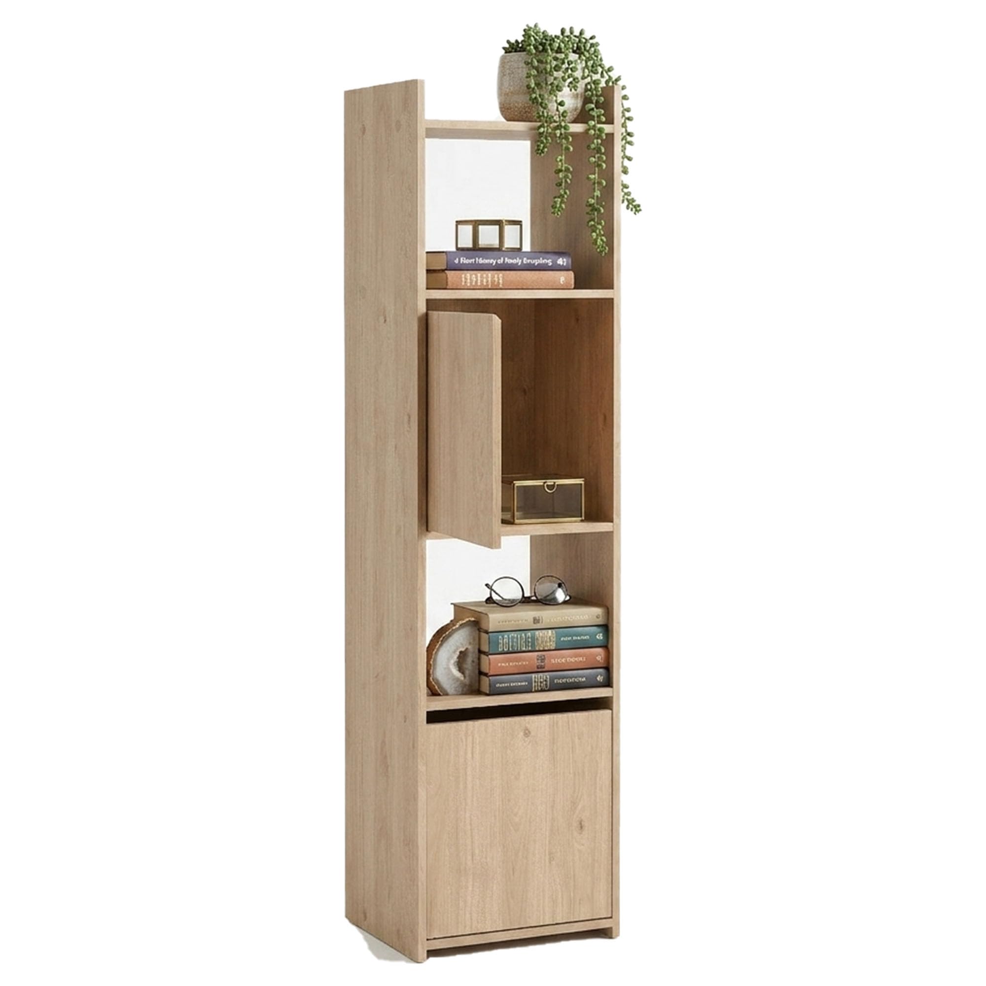 Estantería para salón comedor Librería Tormes en madera Jackson Hickory elegante