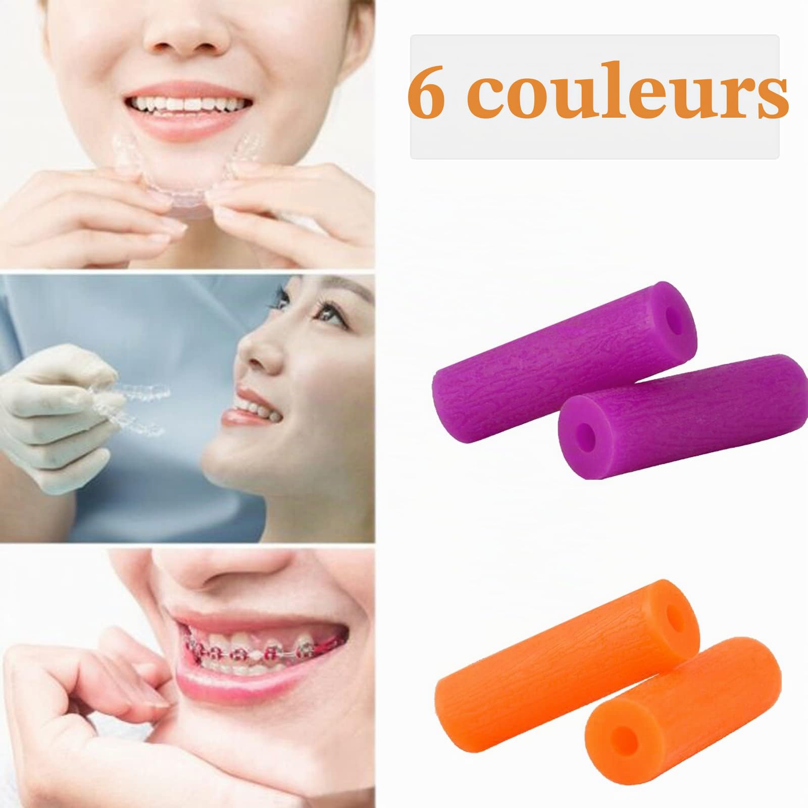 Lot de 12 aligneurs dentaires à mâcher pour gouttières orthodontiques, réutilisables (6 couleurs)
