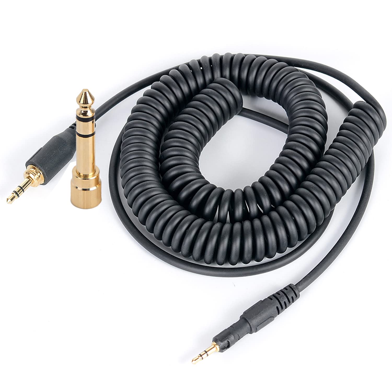 M50x Spiralkabel, kompatibel mit Audio-Technica ATH-M40x ATH-M60x ATH-M70x Kopfhörer mit 6,35 mm (1/4 Zoll) Adapter, 1,3 m bis 4 ft