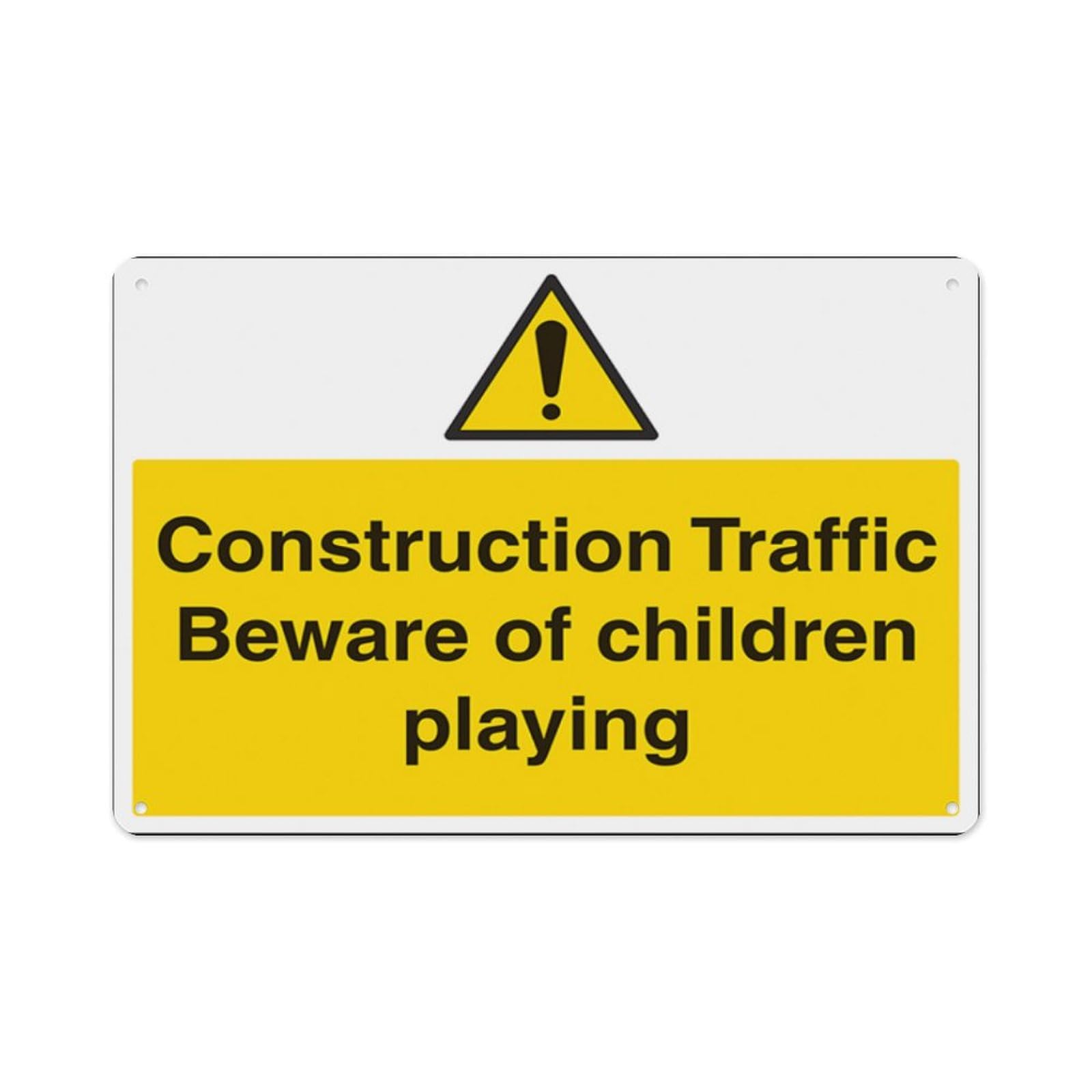 peiyeety Construction Traffic Beware Of Children Aluminum Tin Warning Signs For Home Outdoor Garden 8X12 Inches