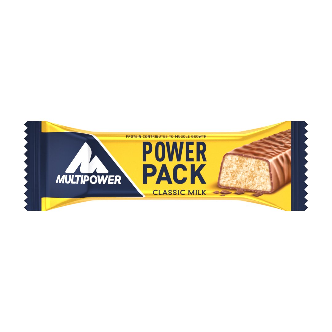 Multipower Power Pack Classic Milk Protein Riegel – Eiweißriegel mit 27% Protein – klassischer Power Bar als gesunder Sport-Snack – mit leckerem Banane-Schokolade-Geschmack – 24x35g