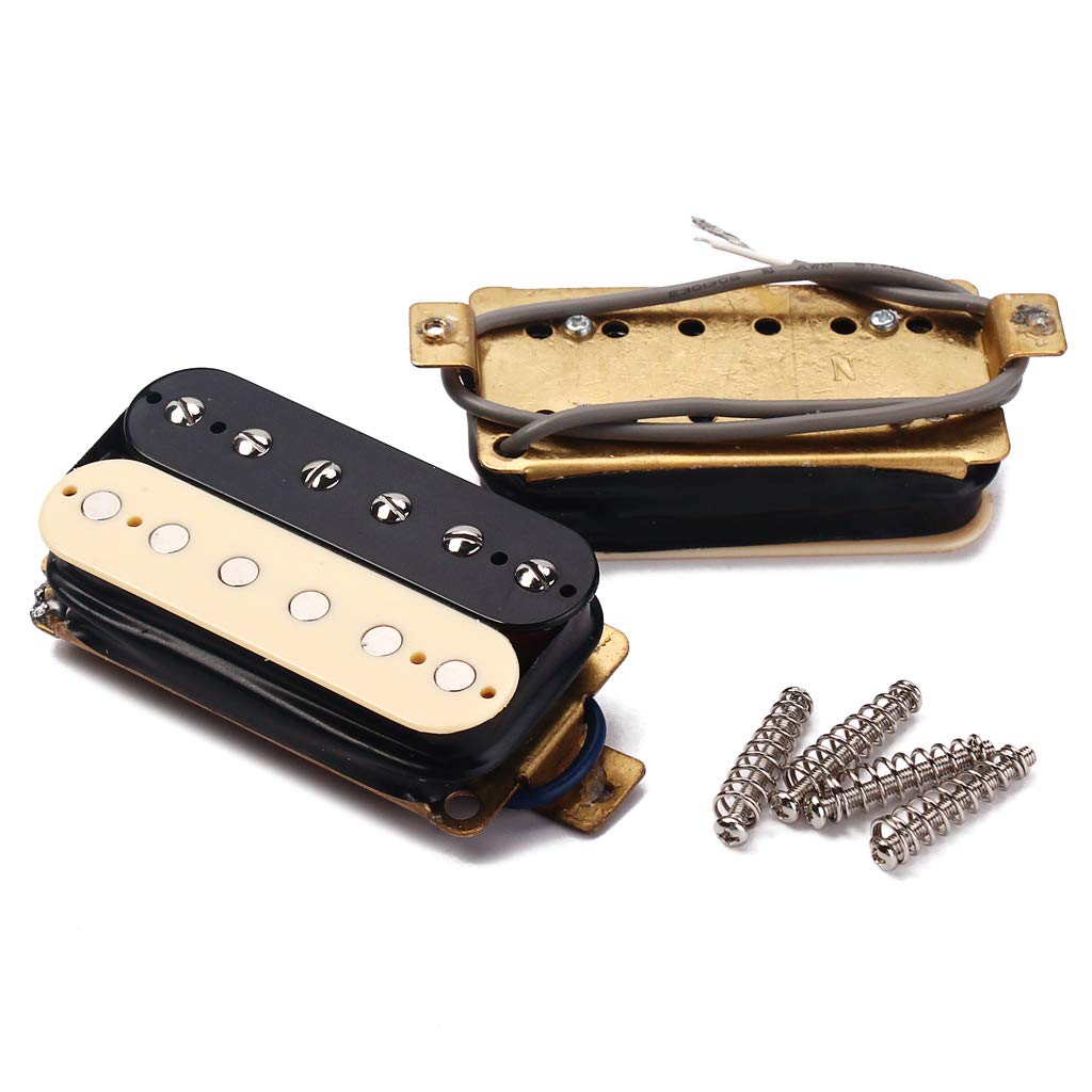 Alnicov Black & Cream Guitar Pickup Zebra Faced Humbucker Double Coil Electric Guitar Pickups 50/52 mm z ramką montażową Akcesoria gitarowe