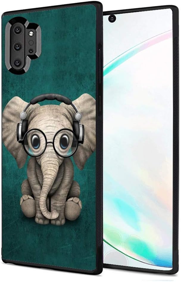 Case for Samsung Galaxy Note 10 Plus DJ Baby Elephant Case Hard PC Black Cover Case Waterproof Shockproof Durable Protective Case