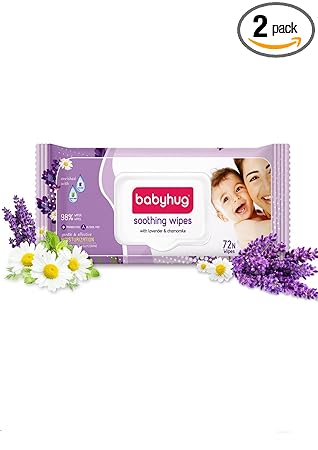 Babyhug Soothing Lavender & Chamomile Wipes - 72 Pieces (Pack of 2)