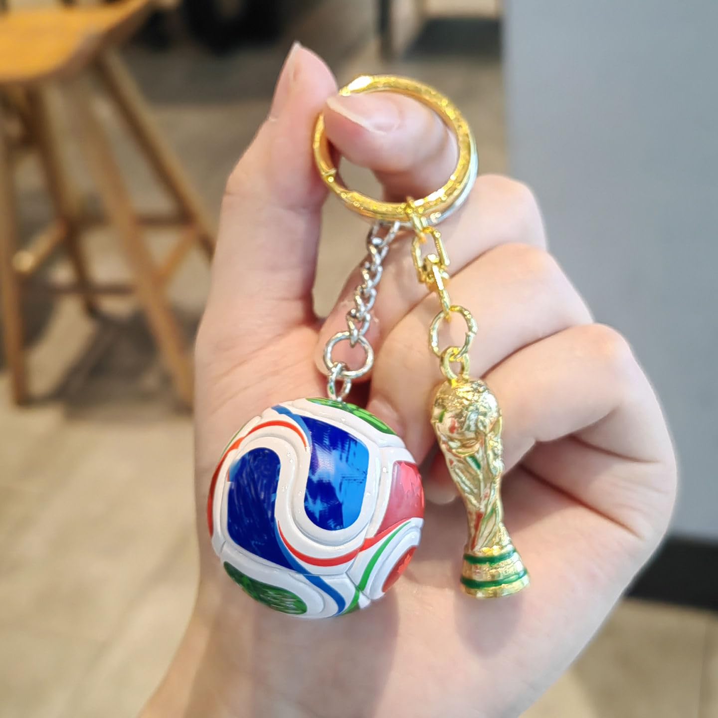 Football Soccer Keychain Set with World Cup Trophy and Ball, Souvenir Keyring, Gift Set of 2 Pieces, Limited Edition 2026 Bag Charms HumbleCharms — view 2