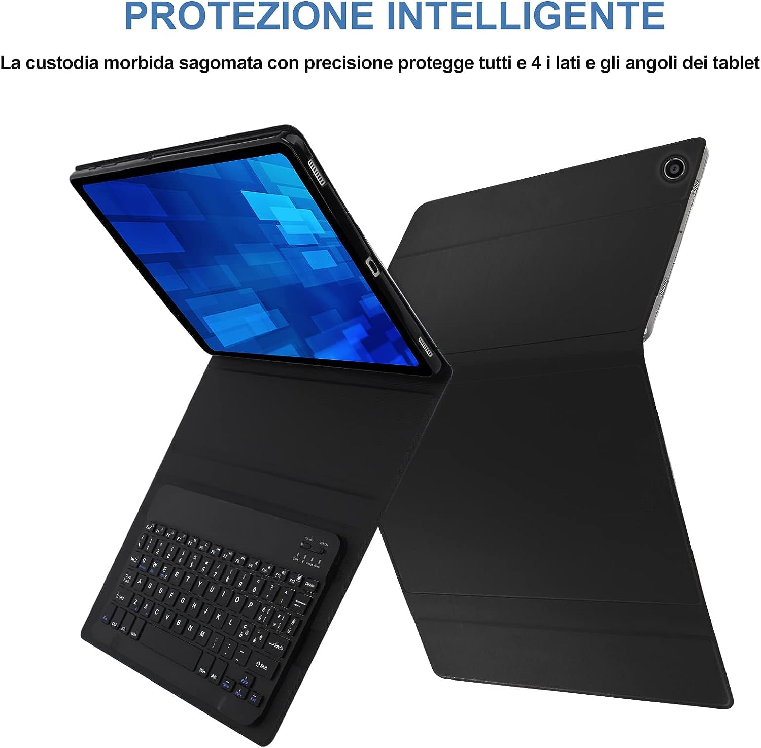 AVNICUD Tastiera per Samsung Tab A8 10.5 Pollici 2021, Custodia con Tastiera per Samsung Galaxy Tab A8 (SM-X200/X205/X207), Cover Per Galaxy Tab A8 con Tastiera Bluetooth Rimovibile- Italiana, Nero