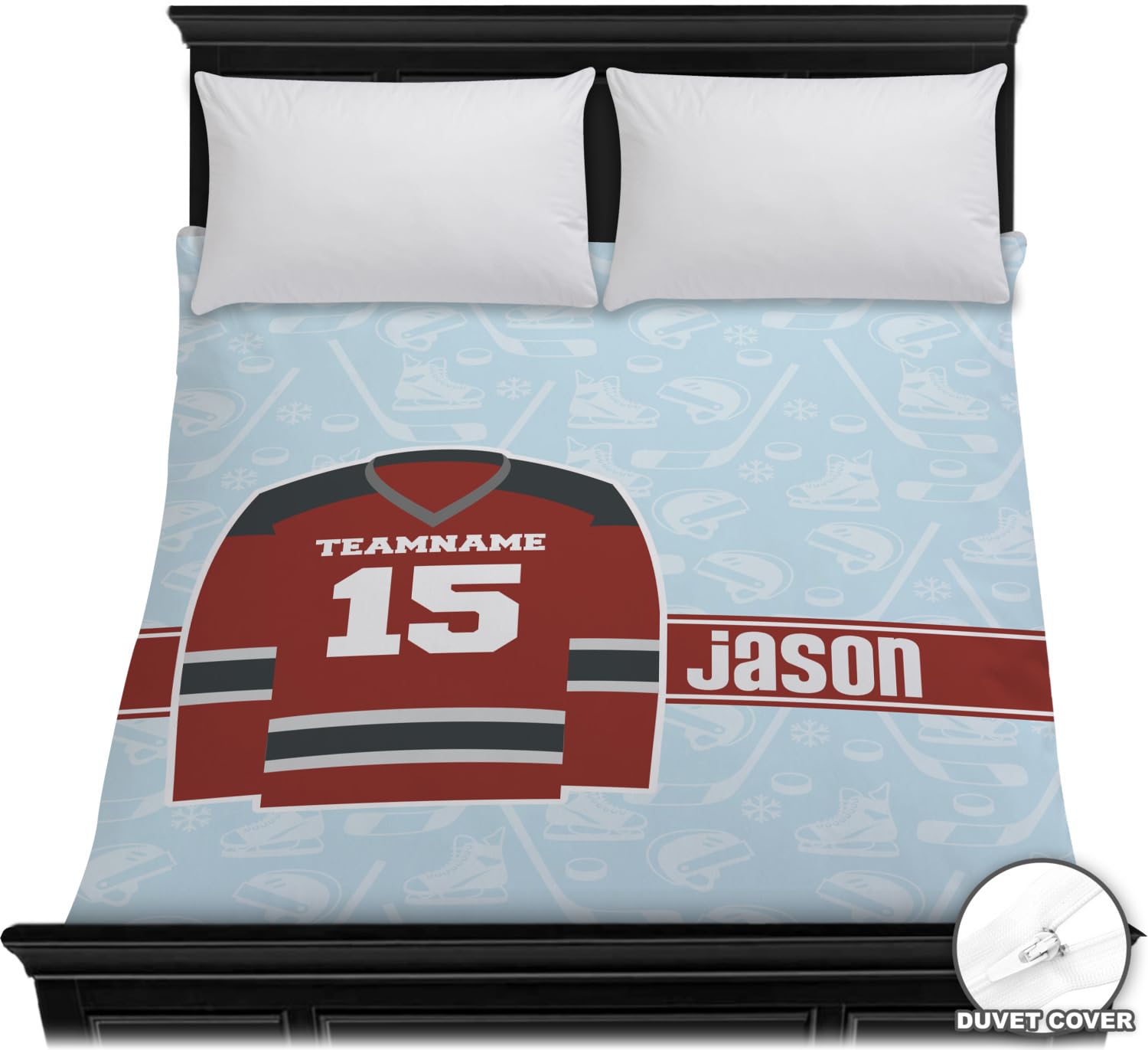 RNK Shops Personalized Hockey Duvet Cover - Full/Queen